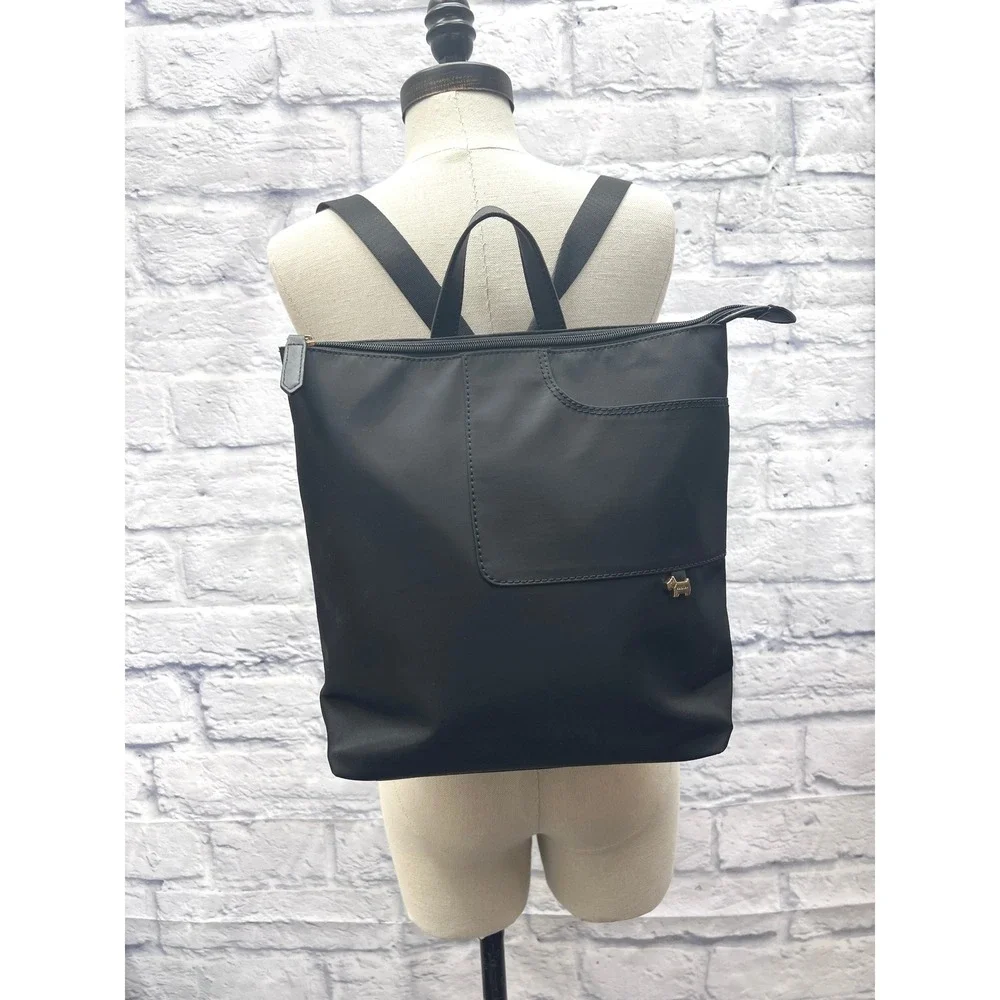 Radley London Backpack Women Medium Black Excellent Recycled Nylon Zip Pocket